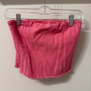 Superdown Hot Pink Denim Zip-Up